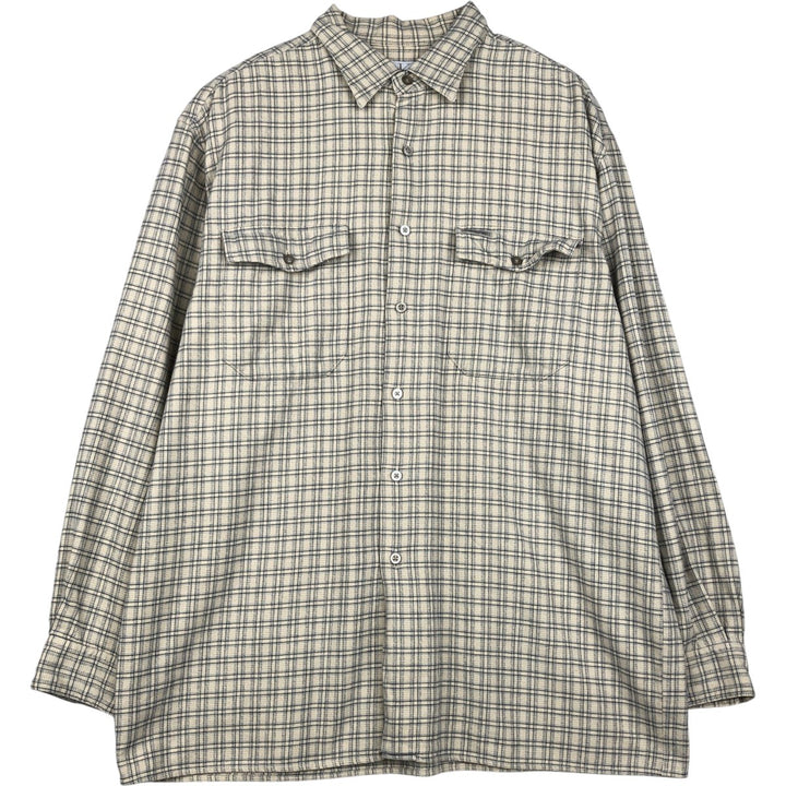 90s-00'S Calvin Klein Jeans Long-Sleeve Light Flannel Check Shirt, Men's Size L (approx.), Vintage cotton ivory Vintage Second Hand