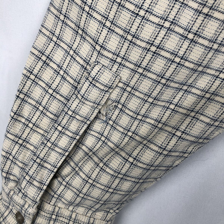 90s-00'S Calvin Klein Jeans Long-Sleeve Light Flannel Check Shirt, Men's Size L (approx.), Vintage cotton ivory Vintage Second Hand