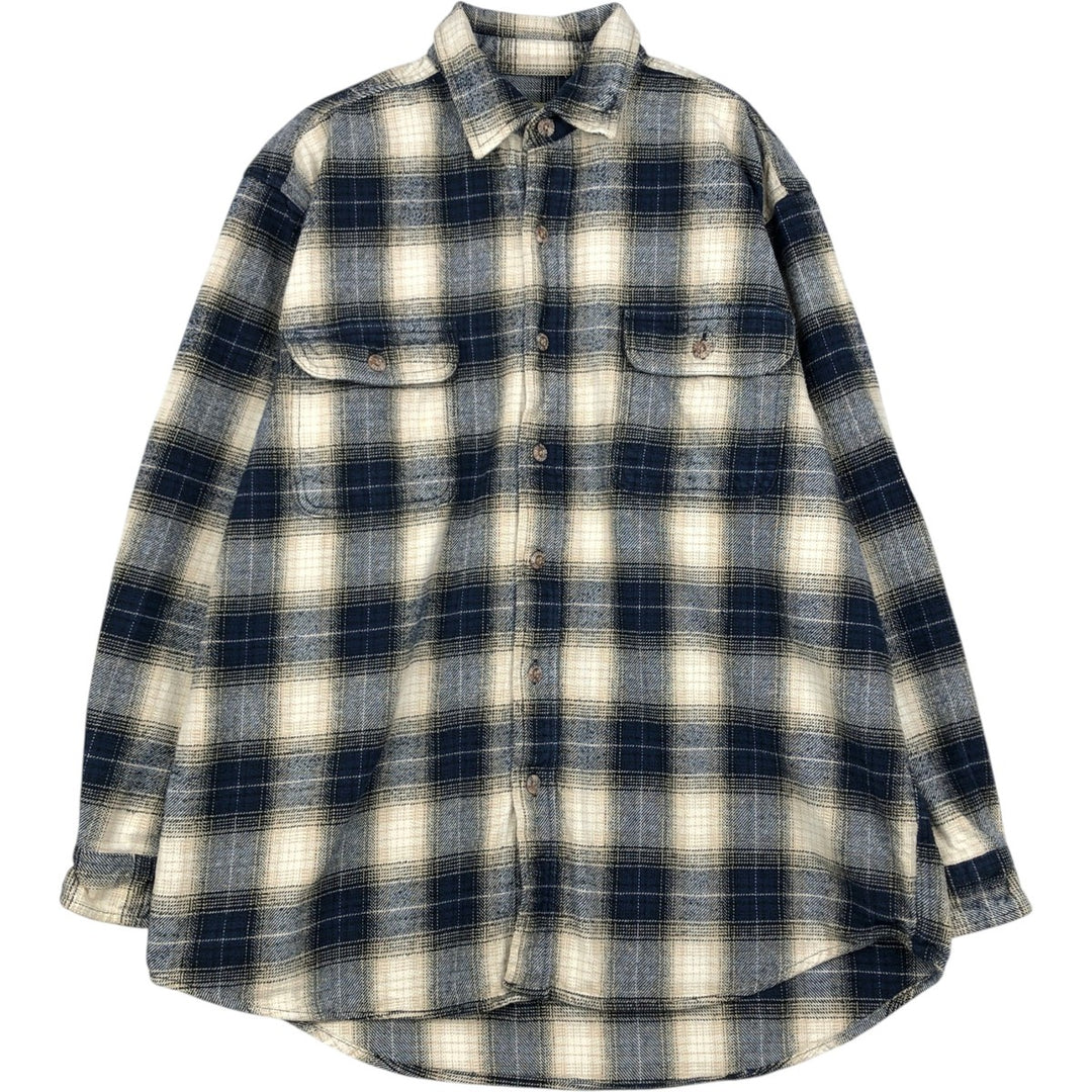 Field & Stream Long Sleeve Flannel Check Shirt, Men's XL unclear ivory Vintage Second Hand
