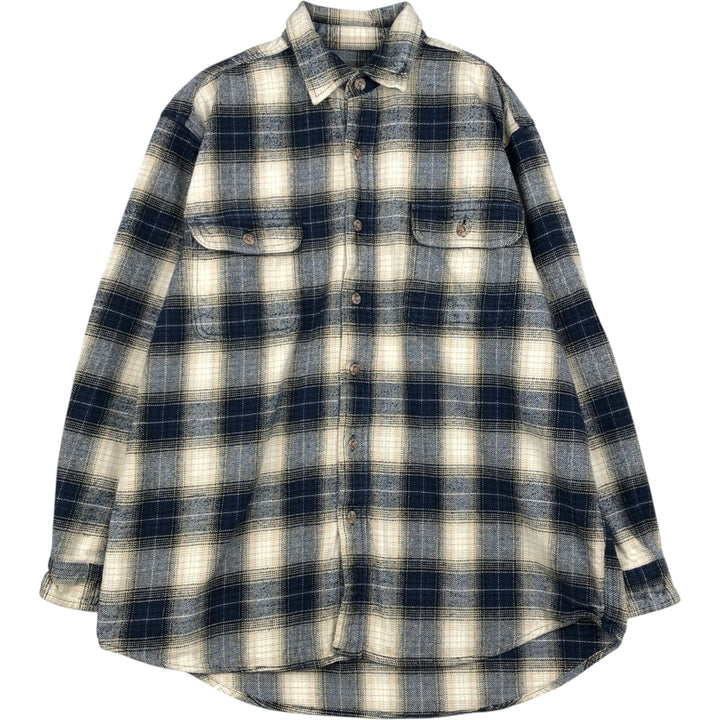 Field & Stream Long Sleeve Flannel Check Shirt, Men's XL unclear ivory Vintage Second Hand