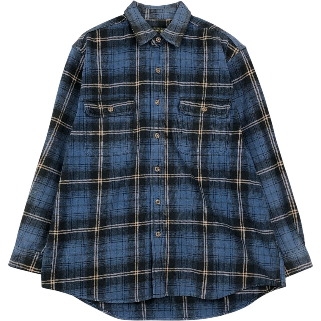 Field & Stream Long Sleeve Flannel Check Shirt, Men's Size L cotton blue type Vintage Second Hand