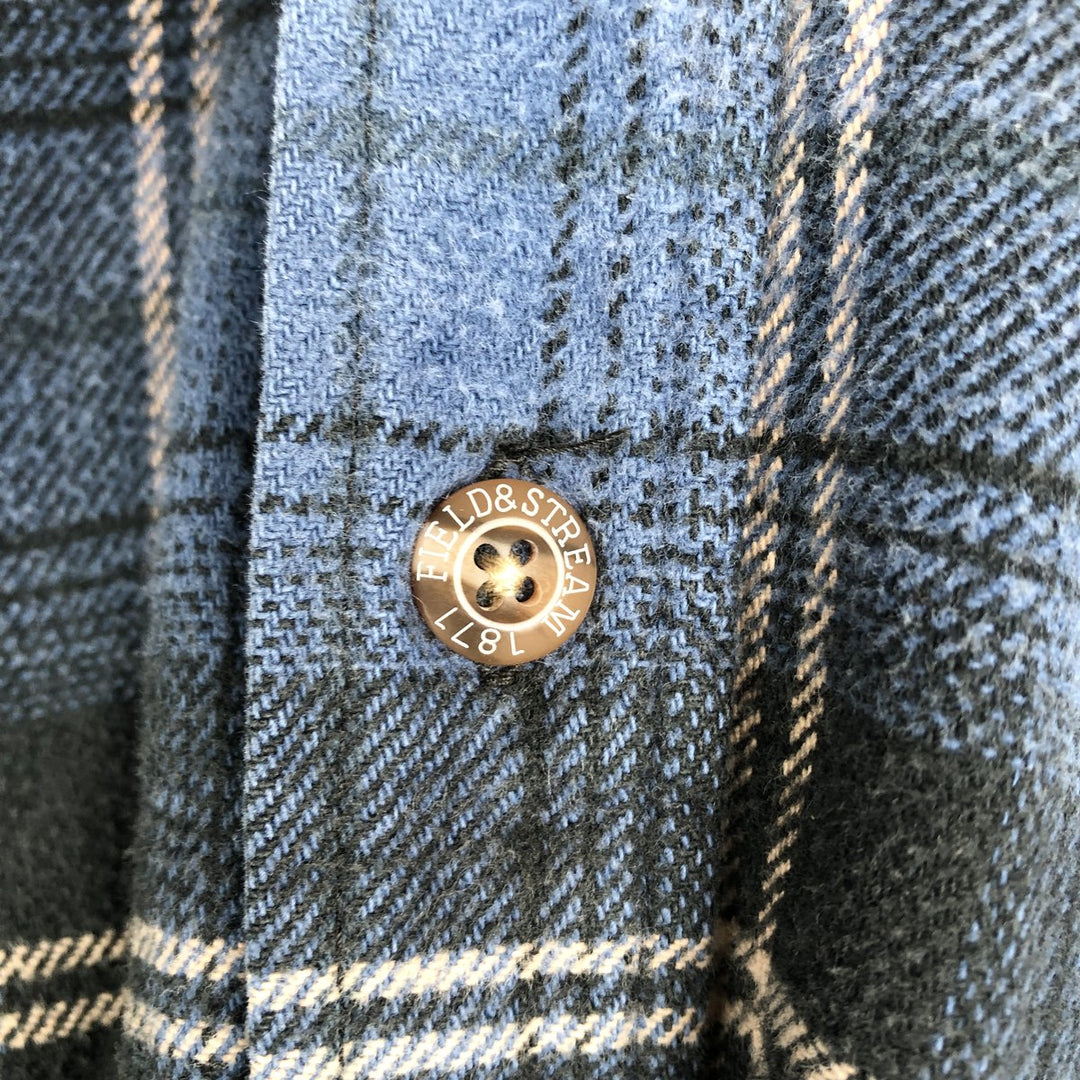 Field & Stream Long Sleeve Flannel Check Shirt, Men's Size L cotton blue type Vintage Second Hand