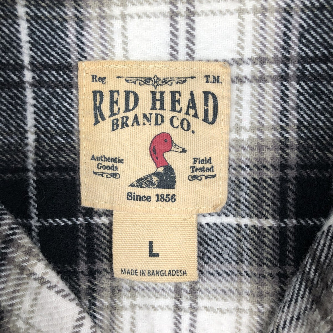 RED HEAD Long Sleeve Flannel Check Shirt, Men's Size L cotton black type Vintage Second Hand