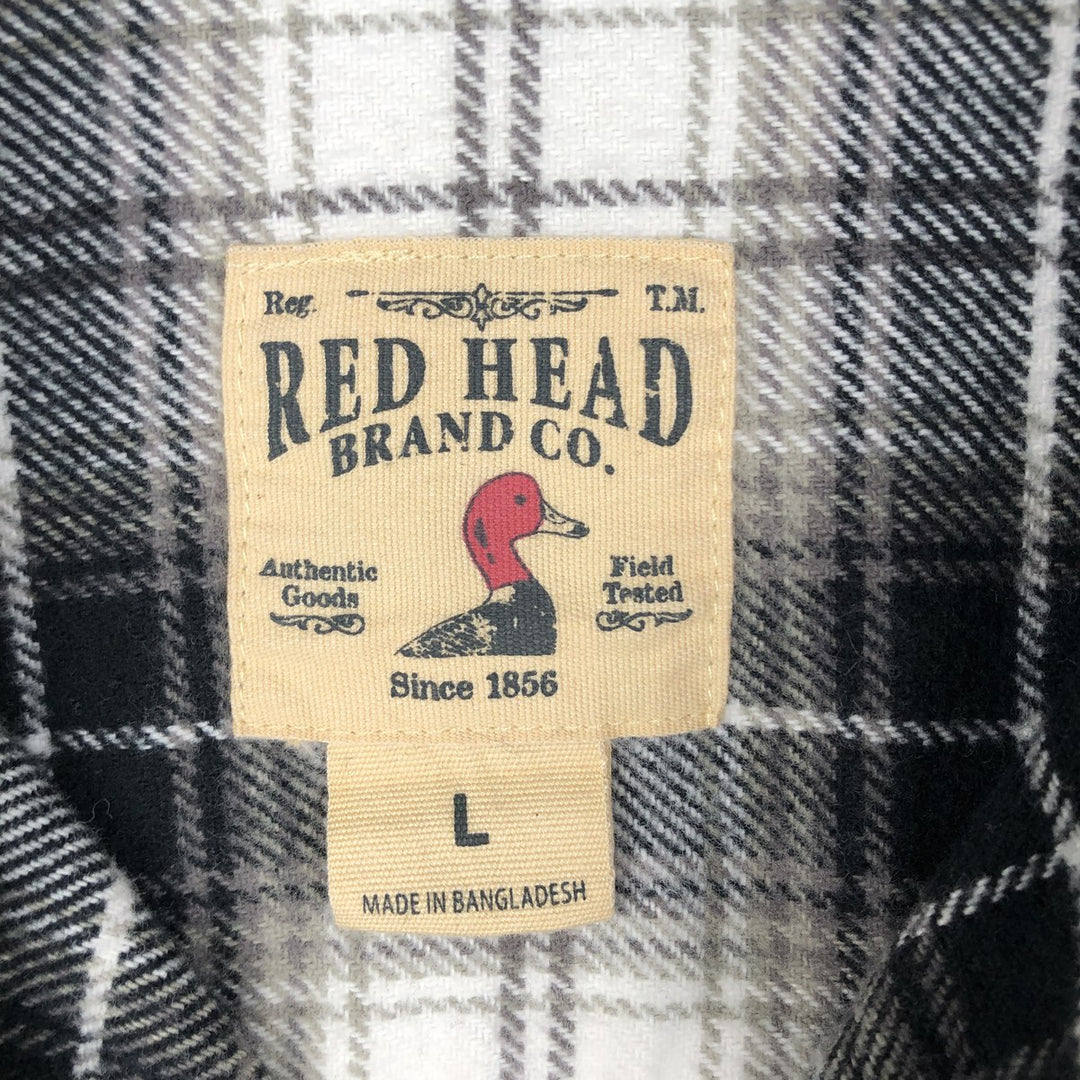 RED HEAD Ombre Check Long-Sleeve Flannel Check Shirt, Men's Size L (approx.) cotton black type Vintage Second Hand