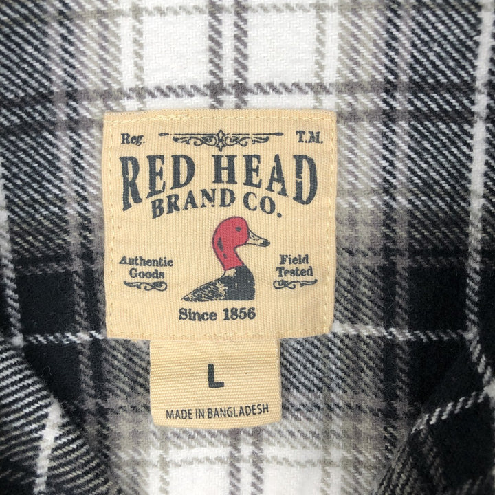 RED HEAD Ombre Check Long-Sleeve Flannel Check Shirt, Men's Size L (approx.) cotton black type Vintage Second Hand