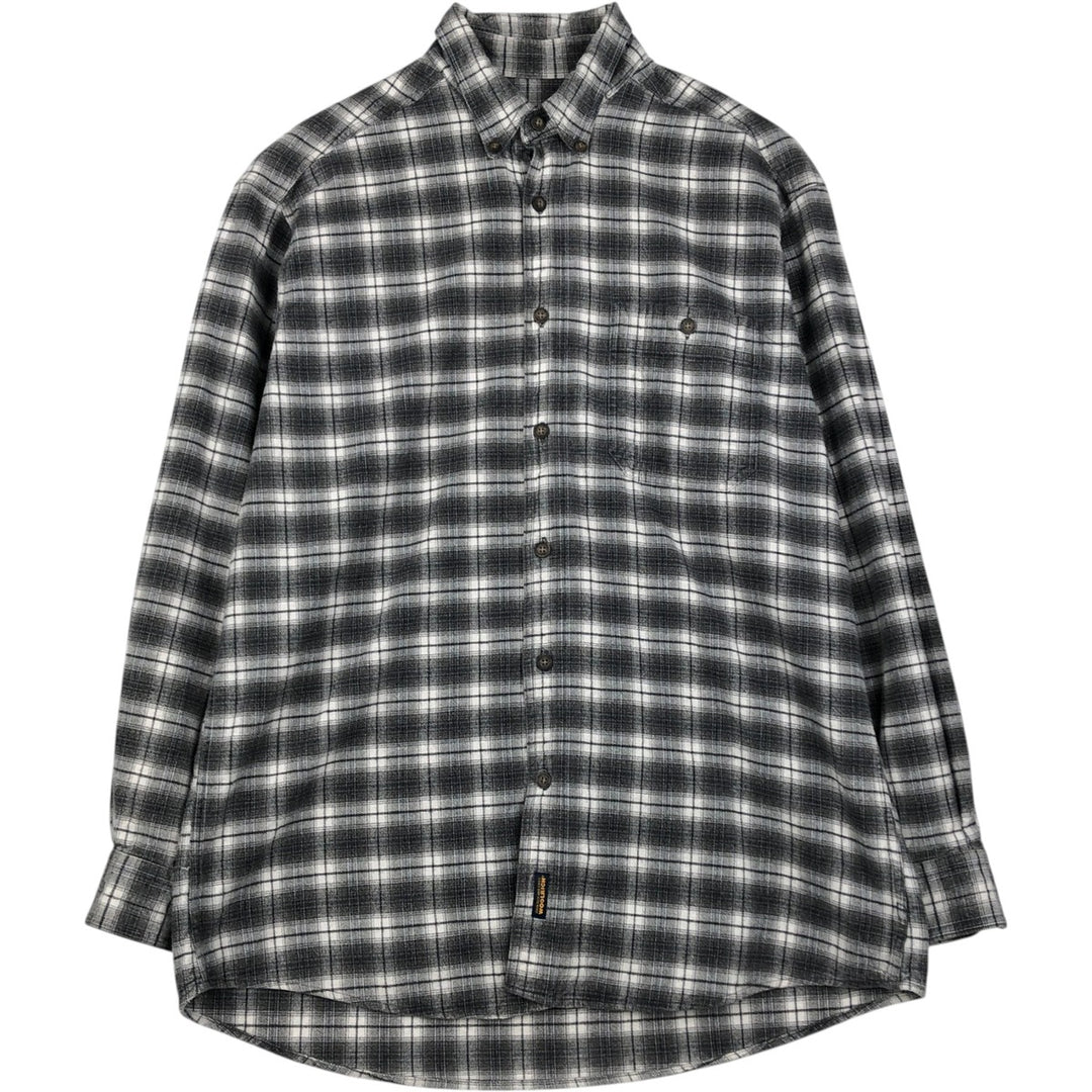 2000'S WOOLRICH Long Sleeve Button-Down Light Flannel Check Shirt, Men's Size L cotton gray type Vintage Second Hand