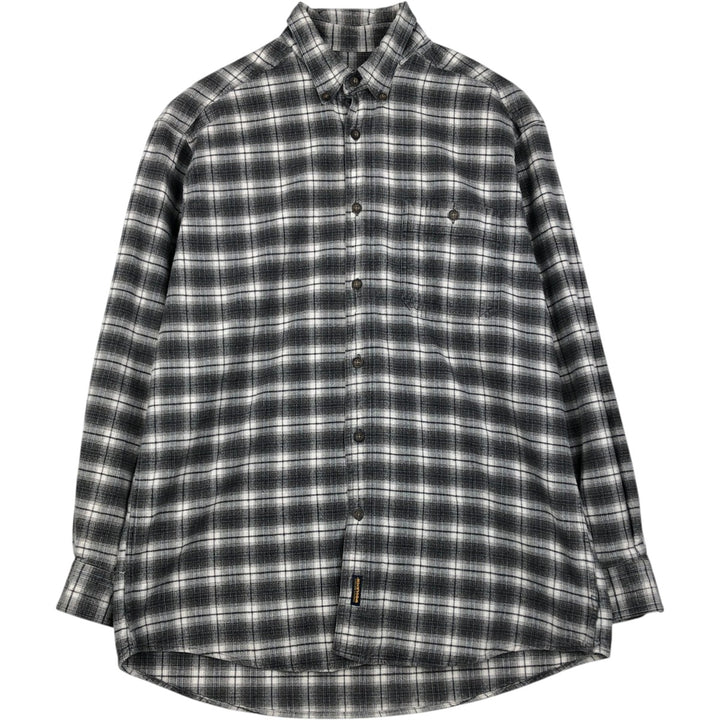 2000'S WOOLRICH Long Sleeve Button-Down Light Flannel Check Shirt, Men's Size L cotton gray type Vintage Second Hand