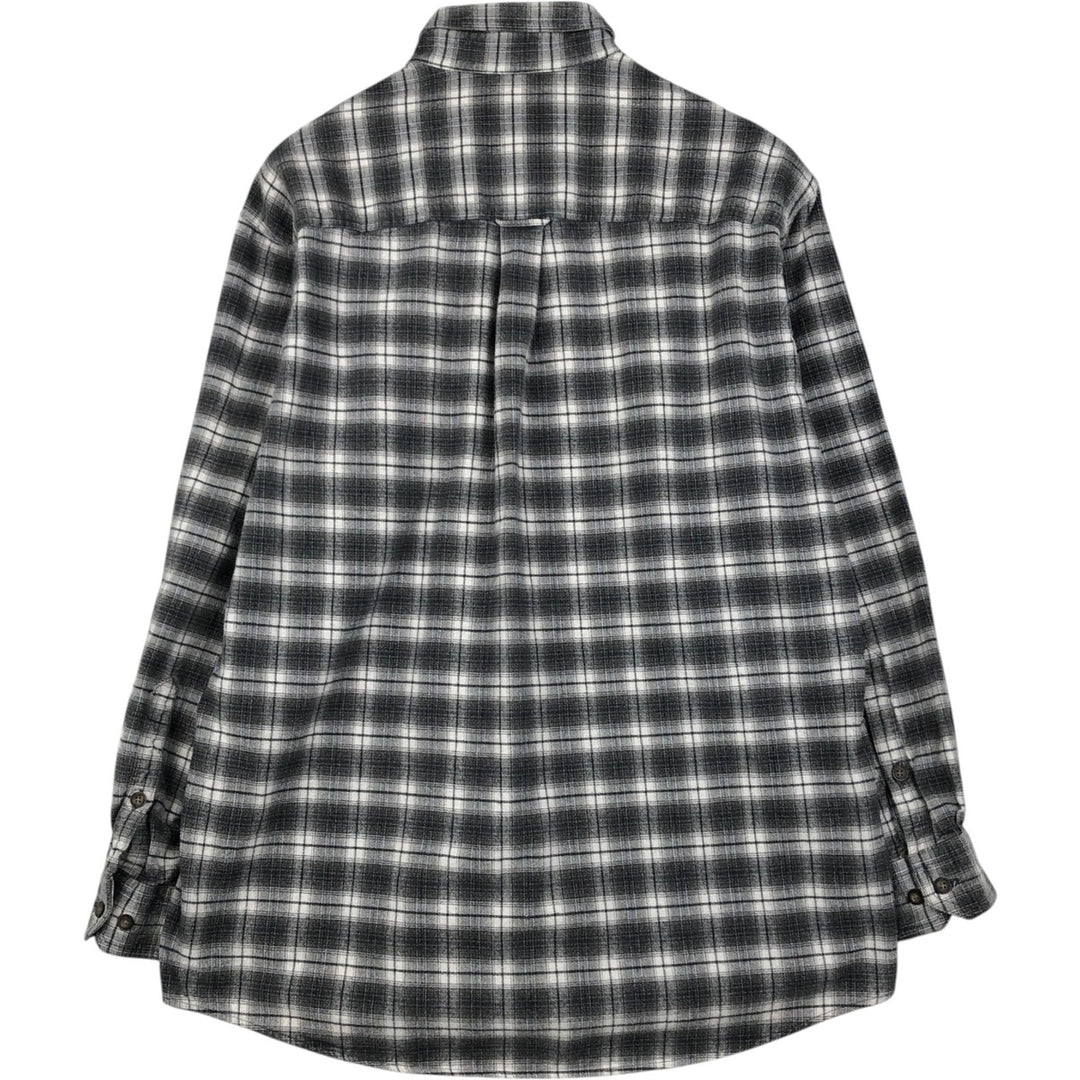 2000'S WOOLRICH Long Sleeve Button-Down Light Flannel Check Shirt, Men's Size L cotton gray type Vintage Second Hand