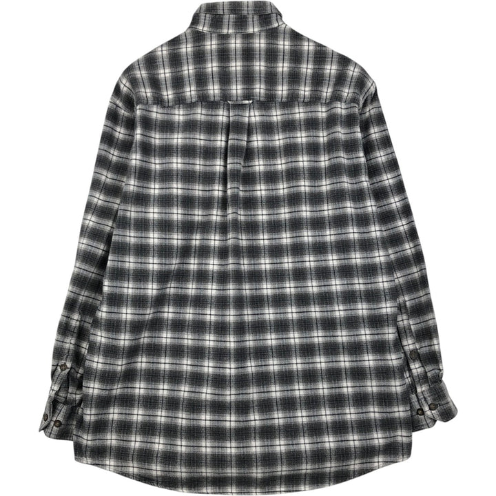 2000'S WOOLRICH Long Sleeve Button-Down Light Flannel Check Shirt, Men's Size L cotton gray type Vintage Second Hand
