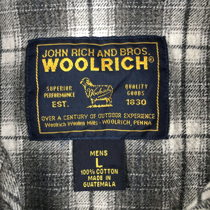 2000'S WOOLRICH Long Sleeve Button-Down Light Flannel Check Shirt, Men's Size L cotton gray type Vintage Second Hand