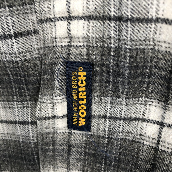 2000'S WOOLRICH Long Sleeve Button-Down Light Flannel Check Shirt, Men's Size L cotton gray type Vintage Second Hand