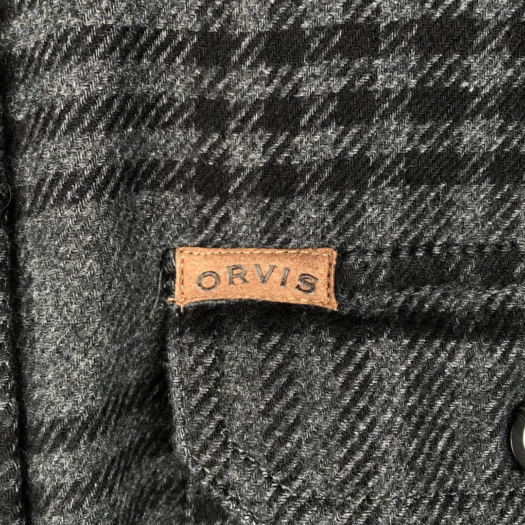 ORVIS Long Sleeve Flannel Check Shirt, Men's XL Size cotton black type Vintage Second Hand