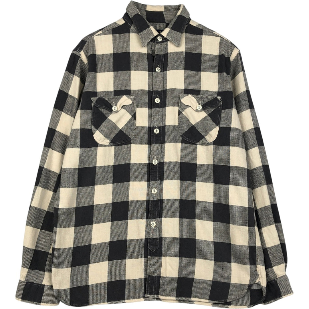 Ralph Lauren POLO RALPH LAUREN Buffalo Check Long-Sleeve Light Flannel Check Shirt, Men's Size L (approx.) cotton ivory Vintage Second Hand