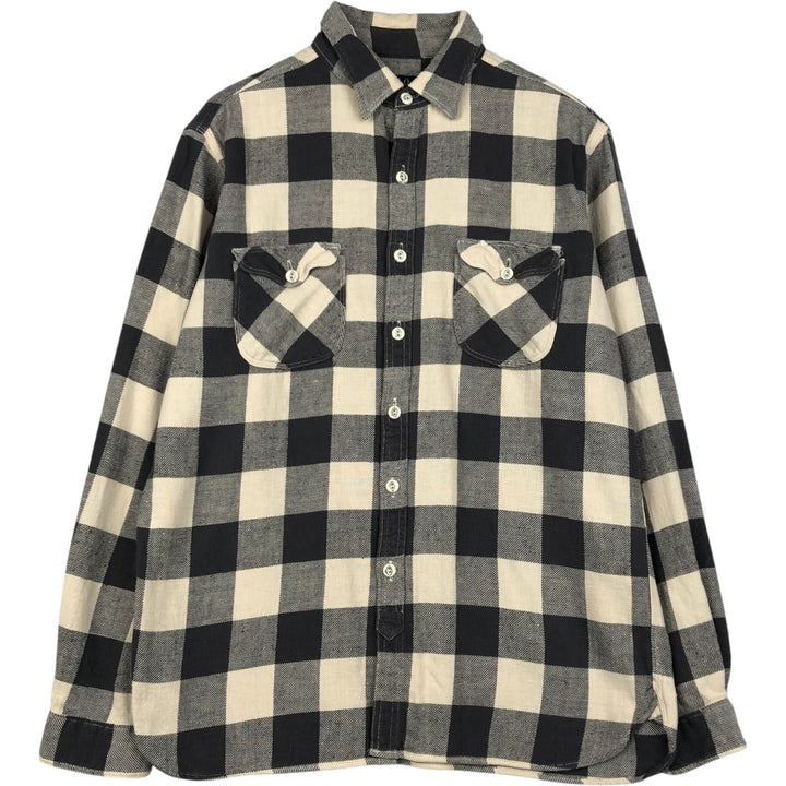 Ralph Lauren POLO RALPH LAUREN Buffalo Check Long-Sleeve Light Flannel Check Shirt, Men's Size L (approx.) cotton ivory Vintage Second Hand