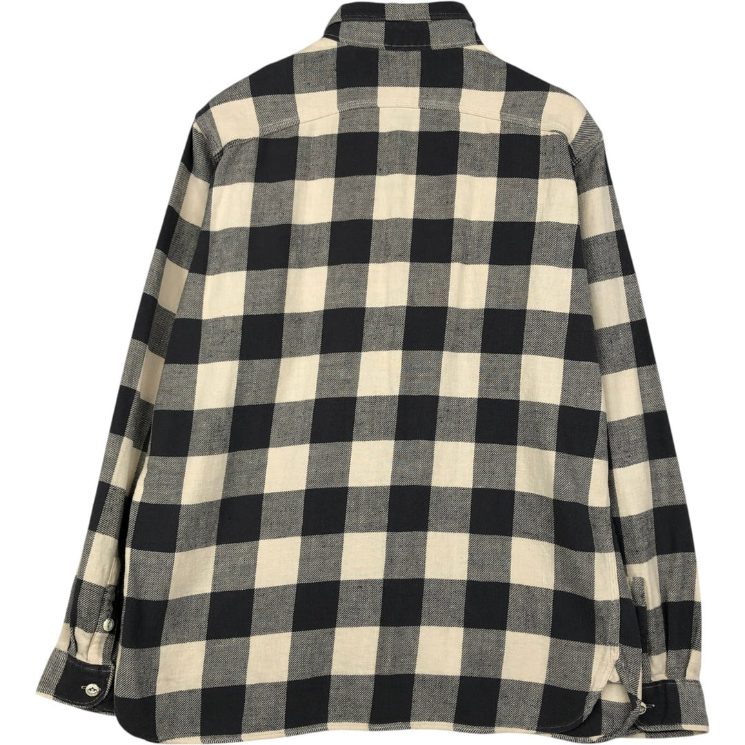 Ralph Lauren POLO RALPH LAUREN Buffalo Check Long-Sleeve Light Flannel Check Shirt, Men's Size L (approx.) cotton ivory Vintage Second Hand