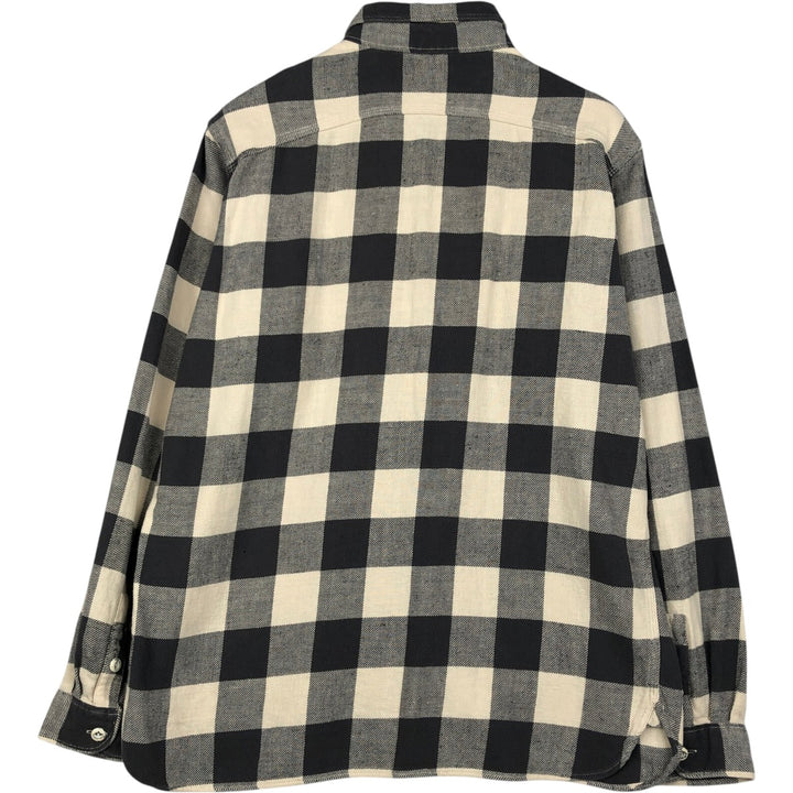 Ralph Lauren POLO RALPH LAUREN Buffalo Check Long-Sleeve Light Flannel Check Shirt, Men's Size L (approx.) cotton ivory Vintage Second Hand