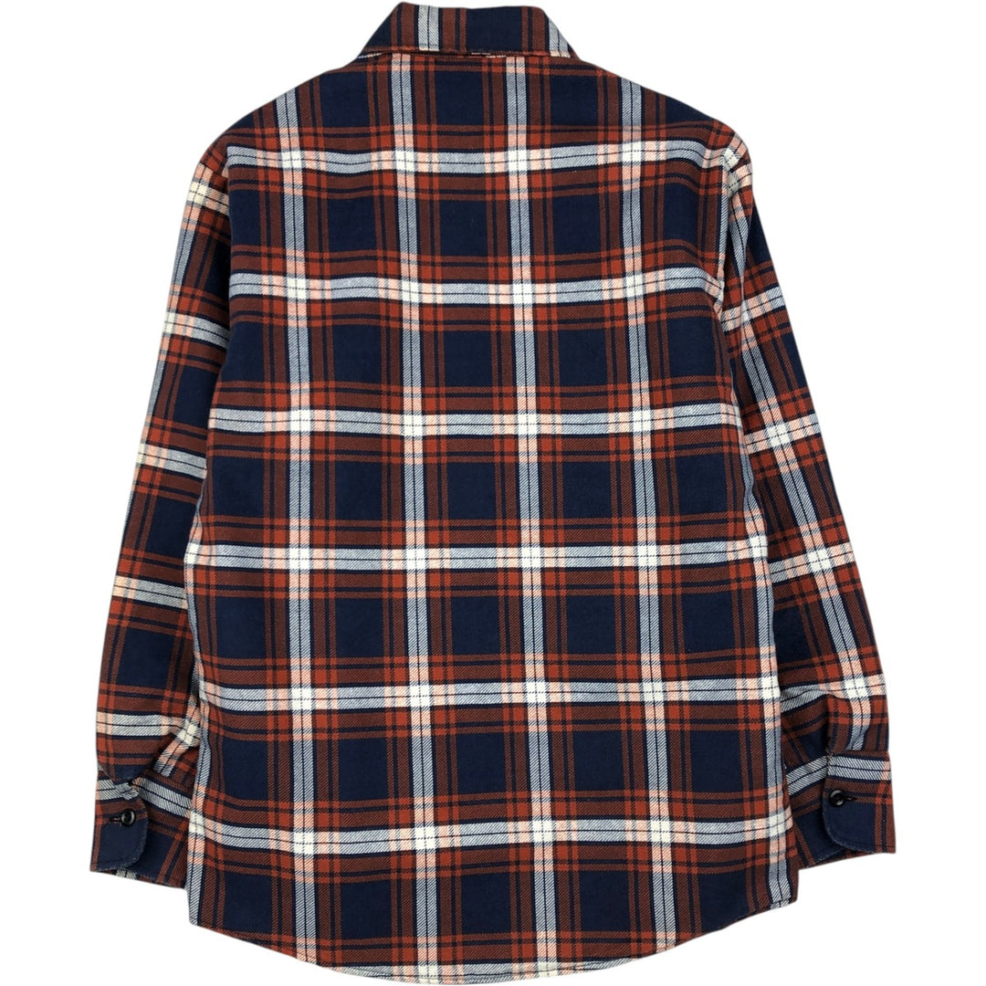 1970'S Sears FIELDMASTER Padded Long-Sleeve Flannel Check Shirt, Men's Size S (Equivalent), Vintage cotton orange type Vintage Second Hand
