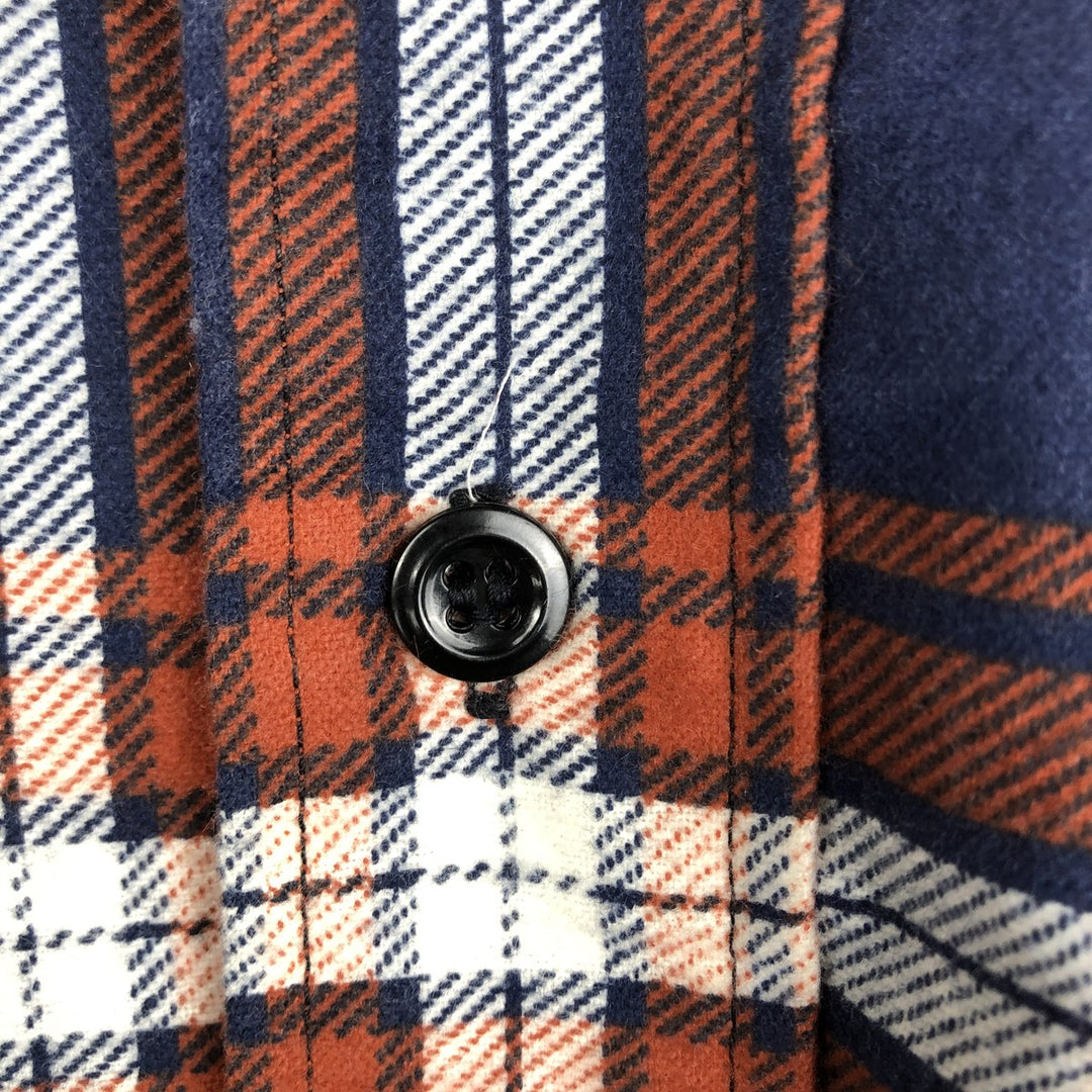 1970'S Sears FIELDMASTER Padded Long-Sleeve Flannel Check Shirt, Men's Size S (Equivalent), Vintage cotton orange type Vintage Second Hand