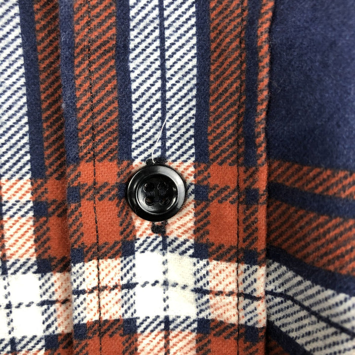 1970'S Sears FIELDMASTER Padded Long-Sleeve Flannel Check Shirt, Men's Size S (Equivalent), Vintage cotton orange type Vintage Second Hand