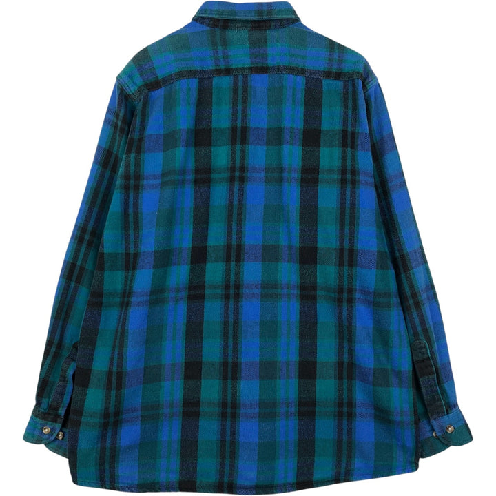 90'S Five Brother Long Sleeve Flannel Check Shirt Men's XL Vintage cotton blue type Vintage Second Hand