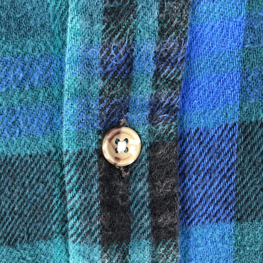 90'S Five Brother Long Sleeve Flannel Check Shirt Men's XL Vintage cotton blue type Vintage Second Hand