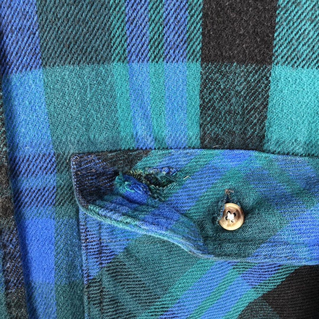 90'S Five Brother Long Sleeve Flannel Check Shirt Men's XL Vintage cotton blue type Vintage Second Hand
