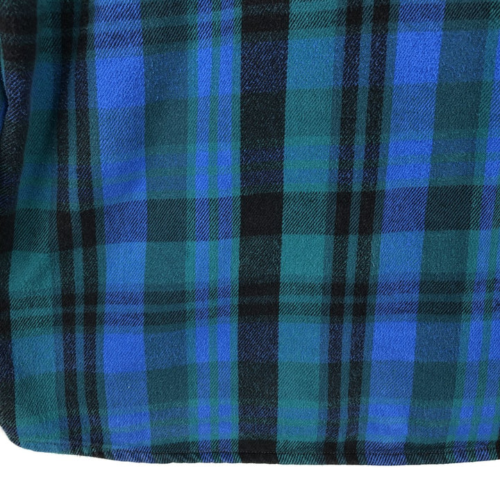 90'S Five Brother Long Sleeve Flannel Check Shirt Men's XL Vintage cotton blue type Vintage Second Hand