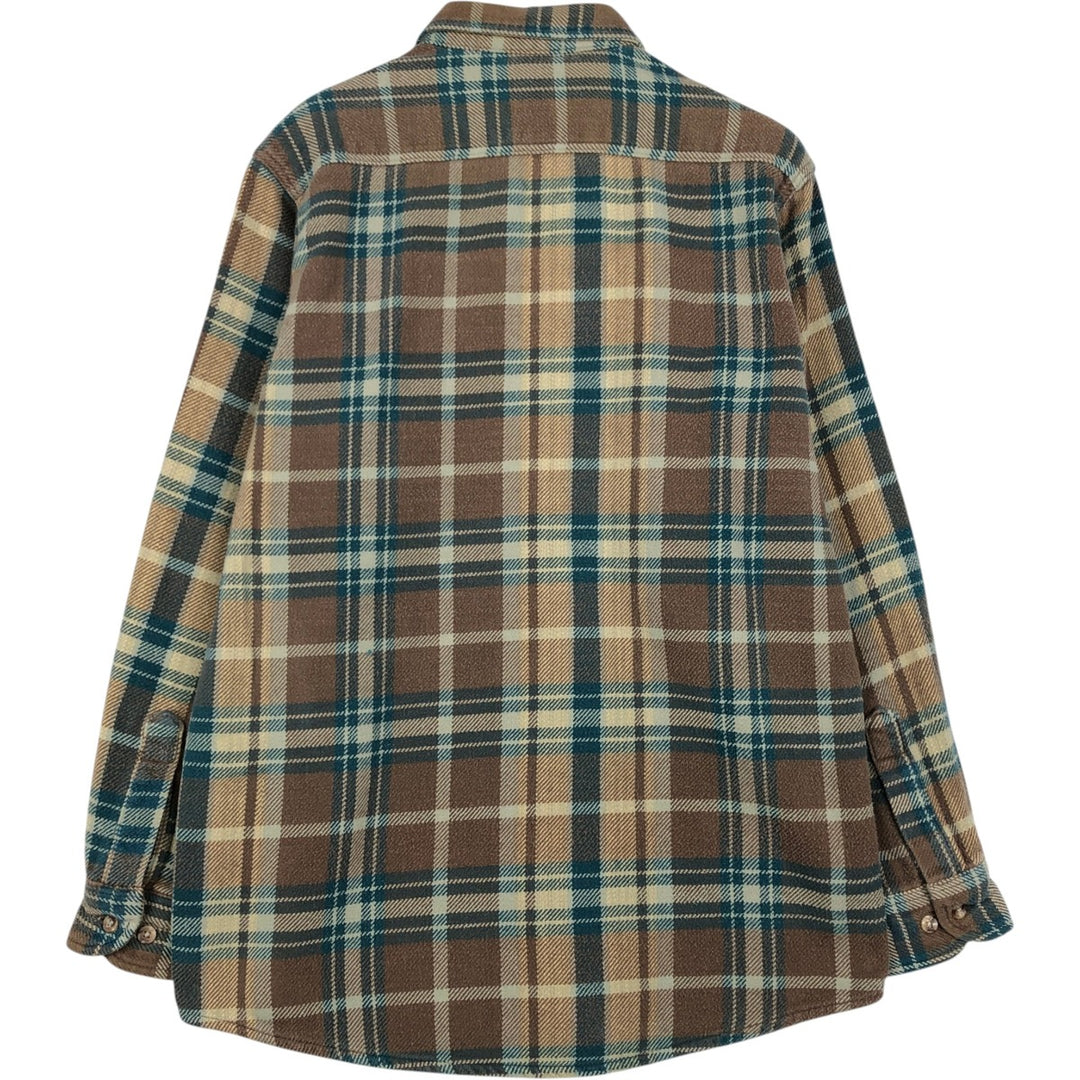 90'S Five Brother Long Sleeve Flannel Check Shirt Men's M Size Vintage unclear brown type Vintage Second Hand