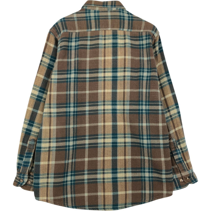 90'S Five Brother Long Sleeve Flannel Check Shirt Men's M Size Vintage unclear brown type Vintage Second Hand
