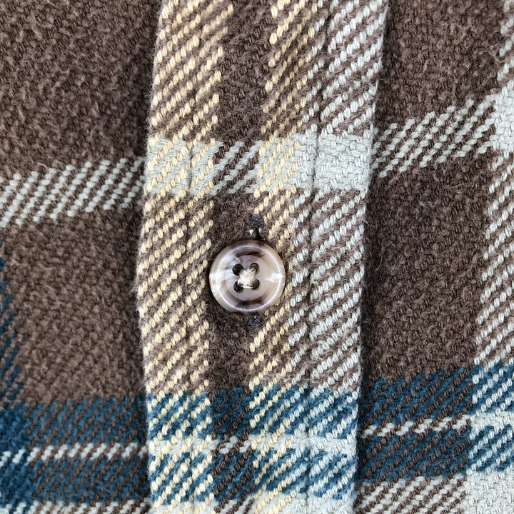 90'S Five Brother Long Sleeve Flannel Check Shirt Men's M Size Vintage unclear brown type Vintage Second Hand