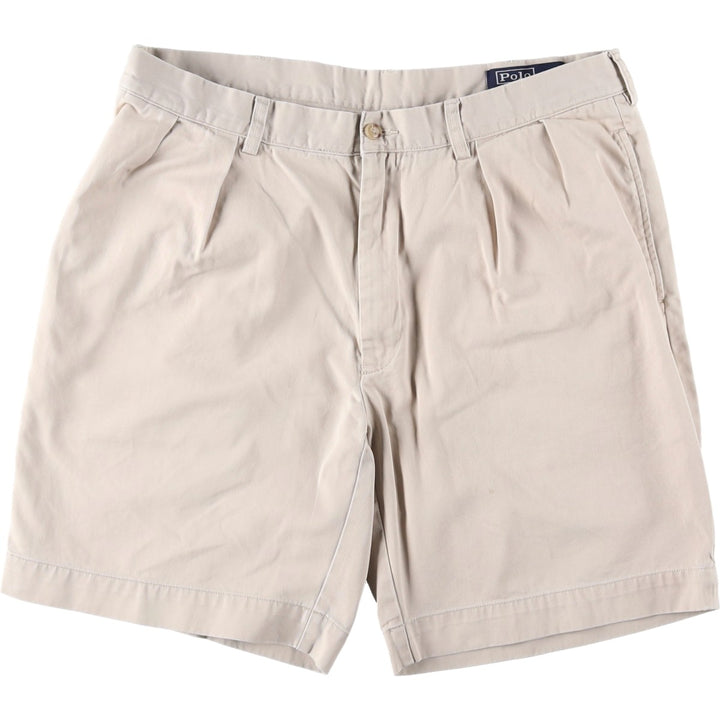 Ralph Lauren CLASSIC FIT PLEATED 9" Two-Pleat Chino Shorts (Men's W36 equivalent) cotton Beige type Vintage Second Hand