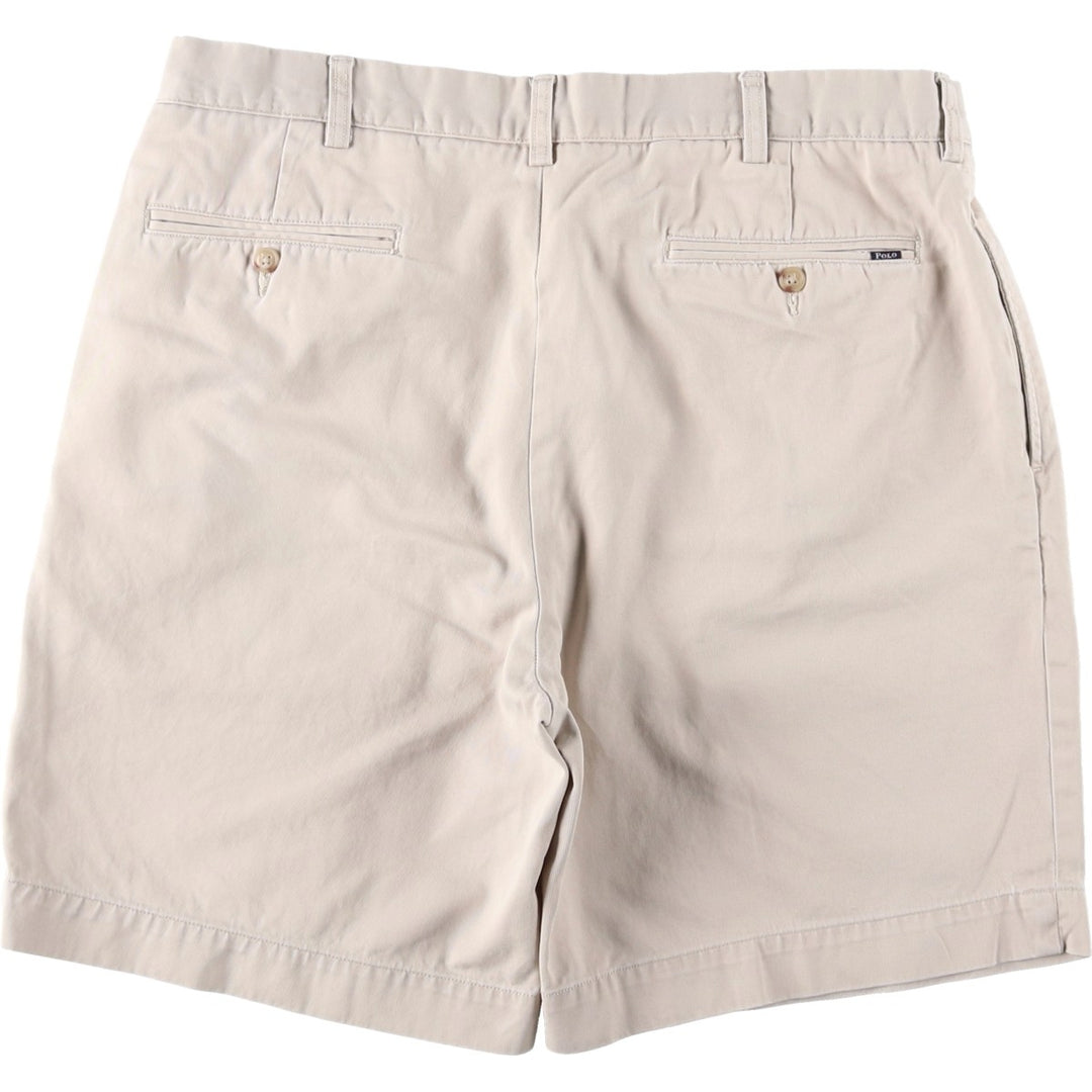 Ralph Lauren CLASSIC FIT PLEATED 9" Two-Pleat Chino Shorts (Men's W36 equivalent) cotton Beige type Vintage Second Hand