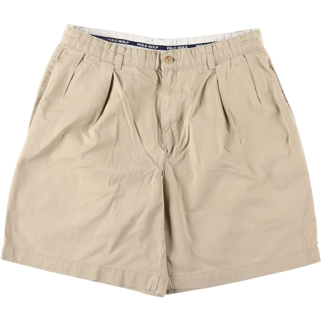 Ralph Lauren POLO GOLF Two-Pleat Chino Shorts, Men's Size W32 (approx.) cotton Beige type Vintage Second Hand