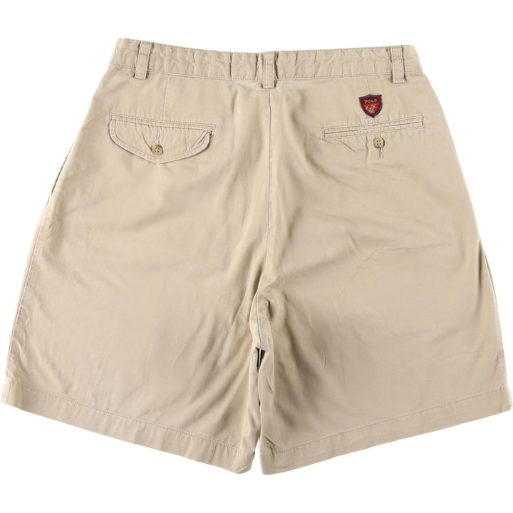 Ralph Lauren POLO GOLF Two-Pleat Chino Shorts, Men's Size W32 (approx.) cotton Beige type Vintage Second Hand