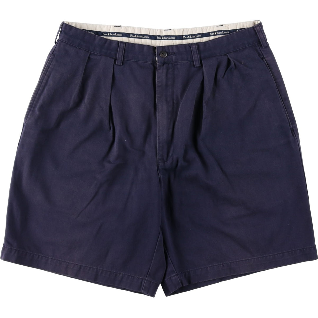 Ralph Lauren Polo Ralph Lauren Chino Shorts, Men's Size W34 (approx.) cotton navy blue type Vintage Second Hand