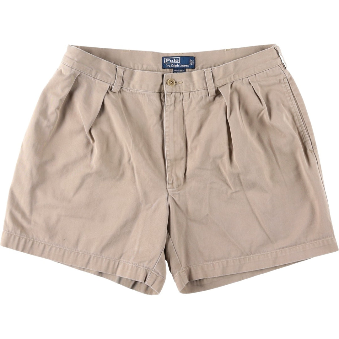 Ralph Lauren POLO by Ralph Lauren ANDREW SHORT Two-pleat chino shorts, short pants, men's size W36 cotton Beige type Vintage Second Hand