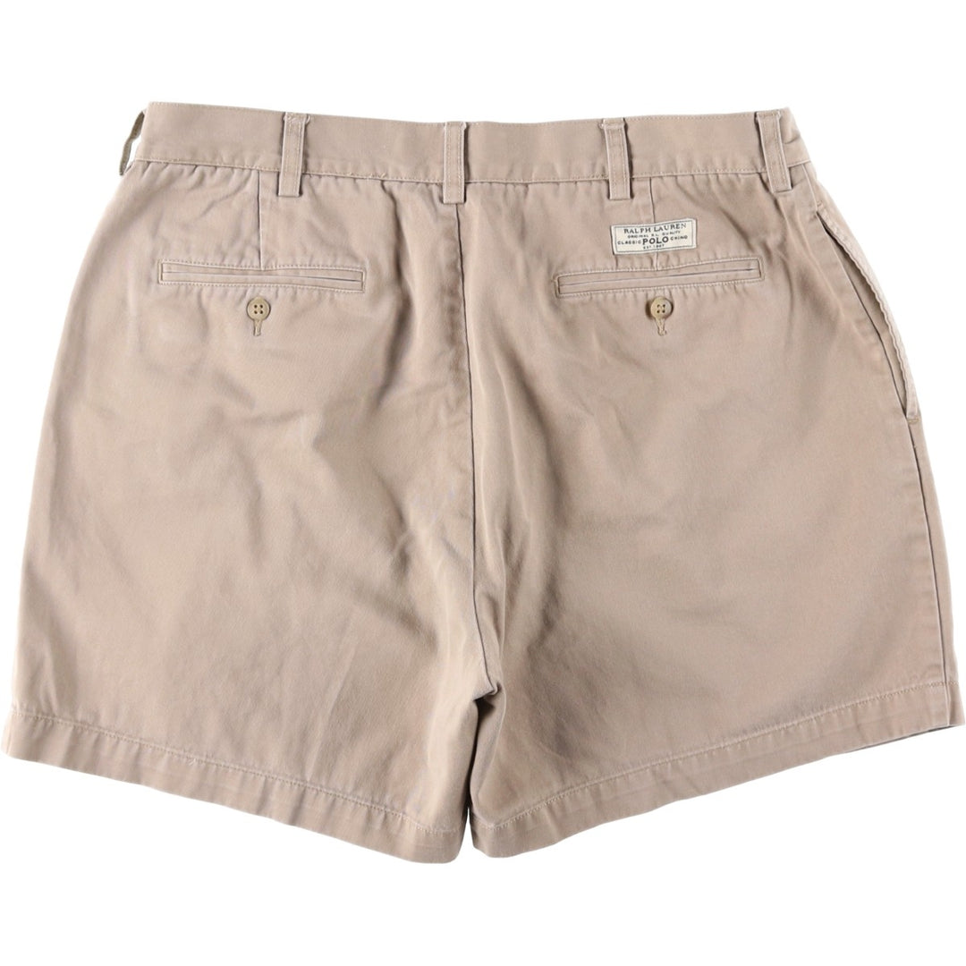 Ralph Lauren POLO by Ralph Lauren ANDREW SHORT Two-pleat chino shorts, short pants, men's size W36 cotton Beige type Vintage Second Hand