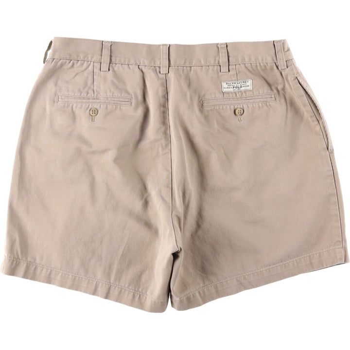 Ralph Lauren POLO by Ralph Lauren ANDREW SHORT Two-pleat chino shorts, short pants, men's size W36 cotton Beige type Vintage Second Hand