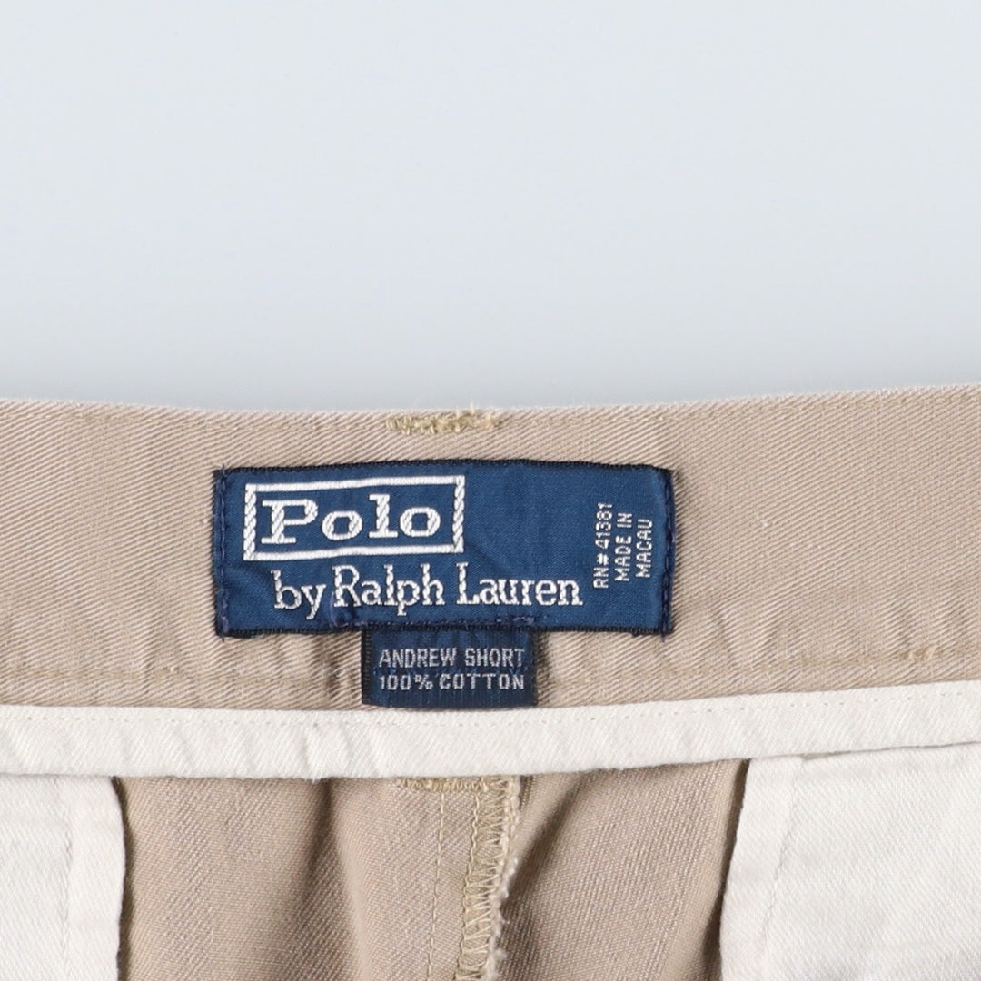 Ralph Lauren POLO by Ralph Lauren ANDREW SHORT Two-pleat chino shorts, short pants, men's size W36 cotton Beige type Vintage Second Hand