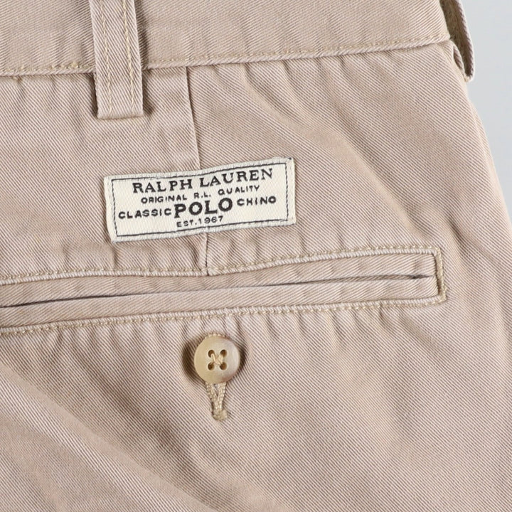 Ralph Lauren POLO by Ralph Lauren ANDREW SHORT Two-pleat chino shorts, short pants, men's size W36 cotton Beige type Vintage Second Hand