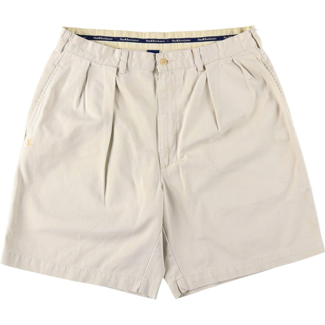 Ralph Lauren Polo Ralph Lauren Two-pleat Chino Shorts, Men's, Size W35 cotton Beige type Vintage Second Hand