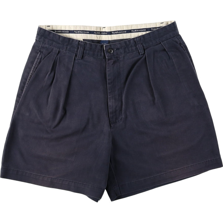 Ralph Lauren Polo Ralph Lauren Two-pleat Chino Shorts, Men's, Size W33 cotton navy blue type Vintage Second Hand