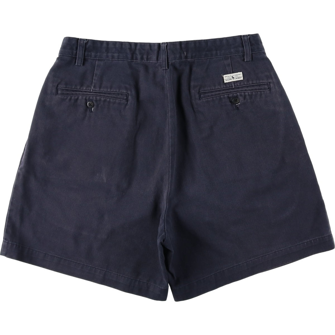Ralph Lauren Polo Ralph Lauren Two-pleat Chino Shorts, Men's, Size W33 cotton navy blue type Vintage Second Hand
