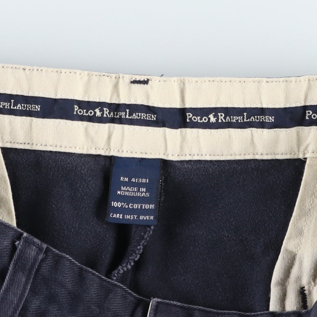 Ralph Lauren Polo Ralph Lauren Two-pleat Chino Shorts, Men's, Size W33 cotton navy blue type Vintage Second Hand