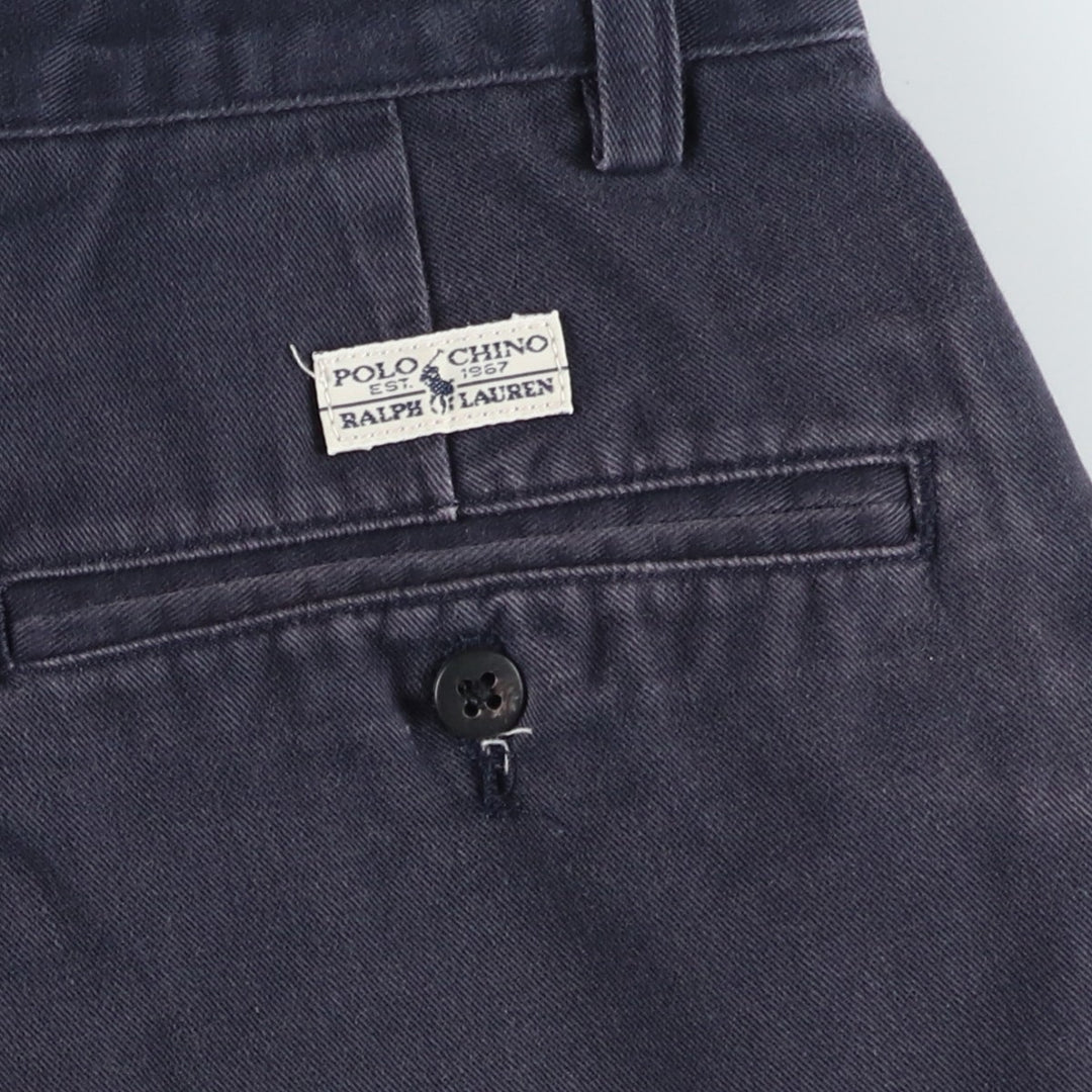 Ralph Lauren Polo Ralph Lauren Two-pleat Chino Shorts, Men's, Size W33 cotton navy blue type Vintage Second Hand