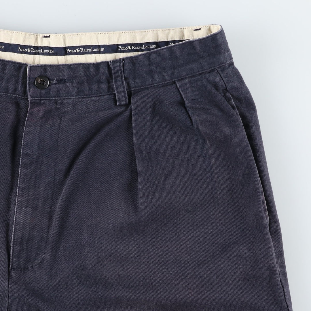 Ralph Lauren Polo Ralph Lauren Two-pleat Chino Shorts, Men's, Size W33 cotton navy blue type Vintage Second Hand