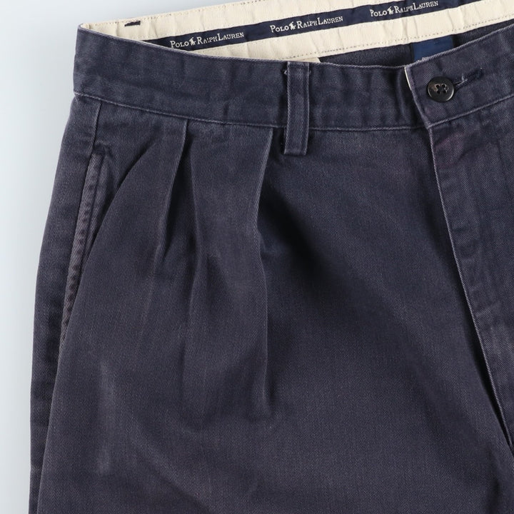 Ralph Lauren Polo Ralph Lauren Two-pleat Chino Shorts, Men's, Size W33 cotton navy blue type Vintage Second Hand