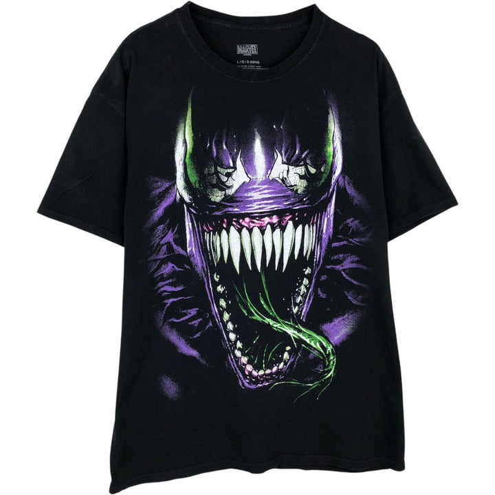 Marvel VENOM Character Print T-Shirt, Men's L size cotton black type Vintage Second Hand