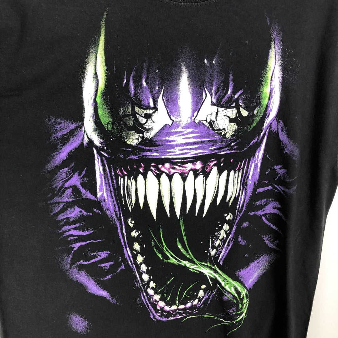 Marvel VENOM Character Print T-Shirt, Men's L size cotton black type Vintage Second Hand
