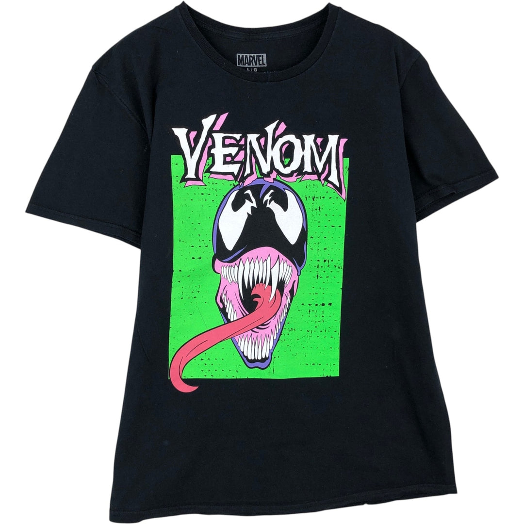 Marvel VENOM Character Print T-Shirt, Men's L size cotton black type Vintage Second Hand